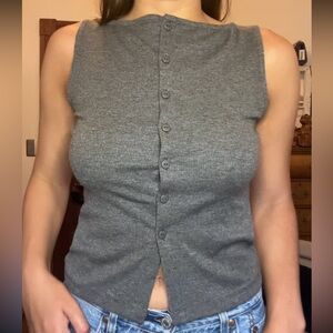 ASOS Gray Ribbed Sleeveless Top